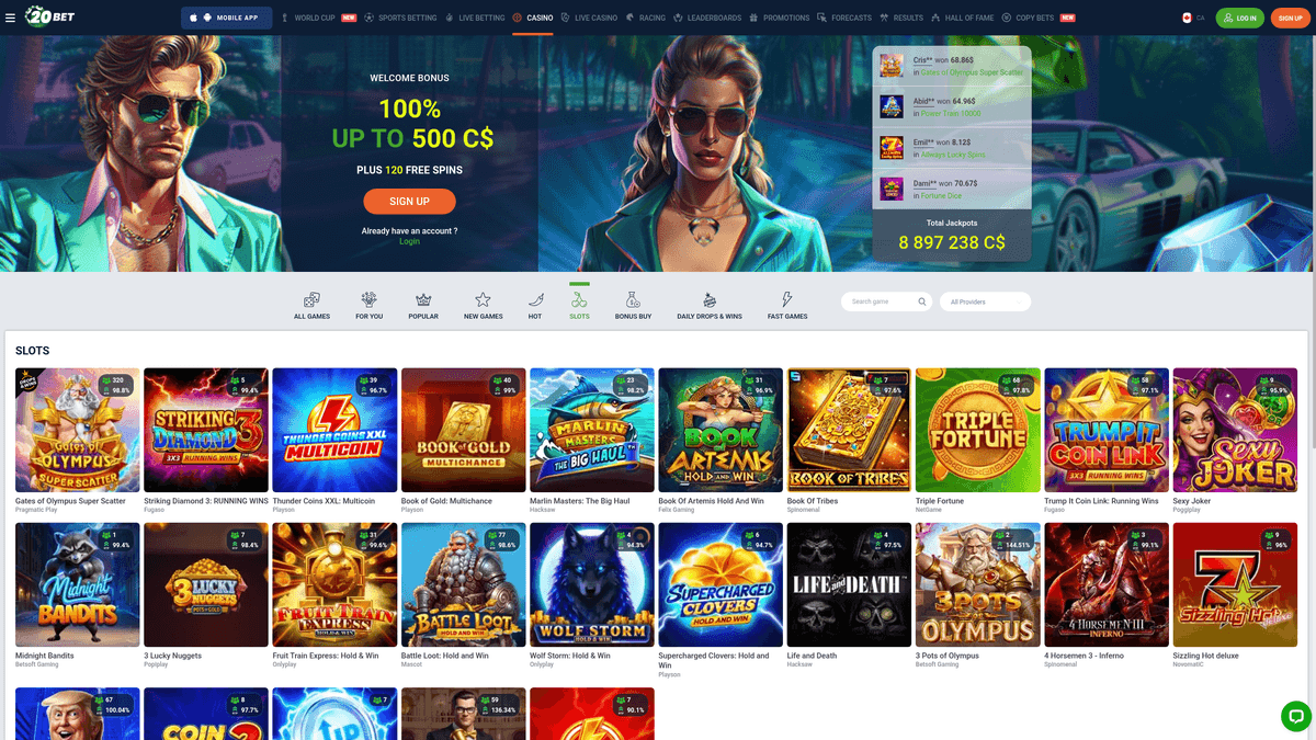 20Bet casino lobby