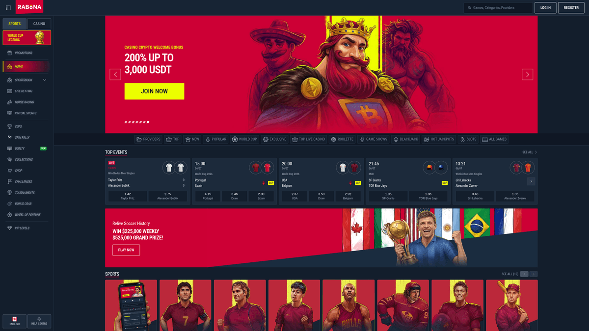 Rabona casino lobby