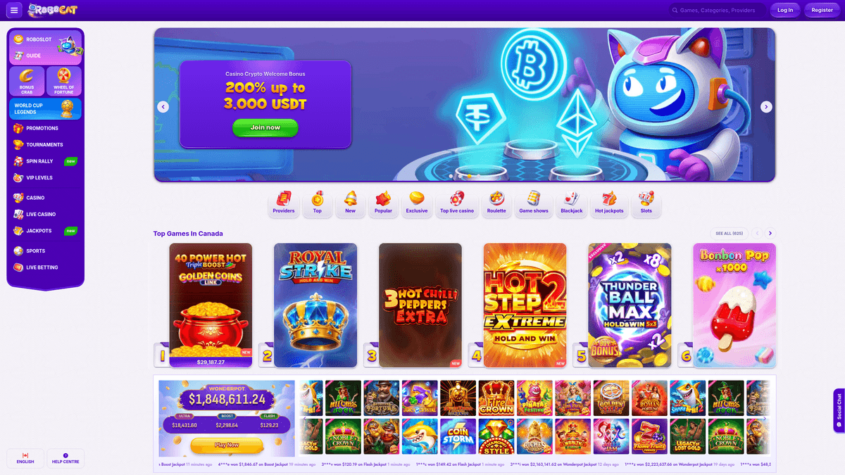 Robocat casino lobby