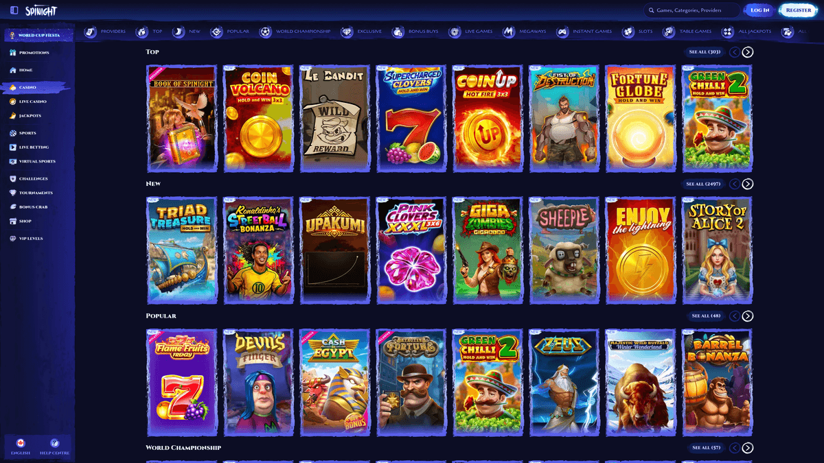 Spinight casino lobby