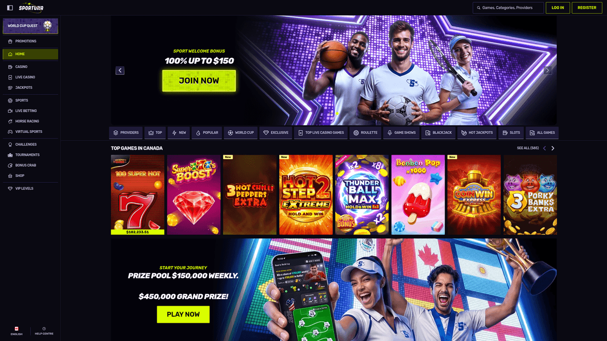 Sportuna homepage